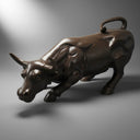 Black Limestone Charging Bull Statue