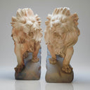 Sunset Red Marble Lion Statue
