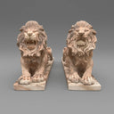 Red Marble Large Lion Statues For Sale