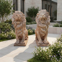 Red Marble Large Outdoor Lion Statues