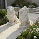 Outdoor Lion Statue White Marble Noble Guardian