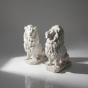 Outdoor Lion Statue White Marble Noble Guardian