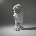 Lion Fish Fountain White Marble Mythical Guardian