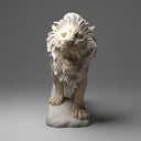 Lion Sculpture Sunset Red Marble Roaring Pair