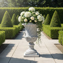 Pair of Hand-Carved White Marble Urns | Antique Style Garden Vases