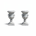 Pair of Hand-Carved White Marble Urns | Antique Style Garden Vases