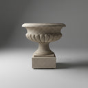 Timeless Fluted Yellow Granite Garden Planter on Pedestal