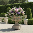 Timeless Fluted Yellow Granite Garden Planter on Pedestal
