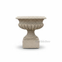 Timeless Fluted Yellow Granite Garden Planter on Pedestal
