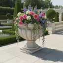 Elegant Cloundline White Marble Urn Planter for Outdoor Spaces