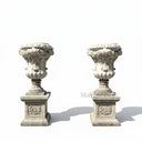 Grand Cloundline White Marble Urns | Exquisite Hand-Carved Planters