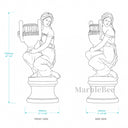 Pair of Classical Marble & Onyx Kneeling Female Statues with Urns