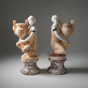 Pair of Classical Marble & Onyx Kneeling Female Statues with Urns