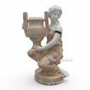 Pair of Classical Marble & Onyx Kneeling Female Statues with Urns
