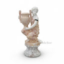 Pair of Classical Marble & Onyx Kneeling Female Statues with Urns