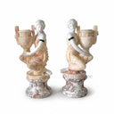 Pair of Classical Marble & Onyx Kneeling Female Statues with Urns