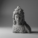 Stone sculpture of curly-haired bodhisattva