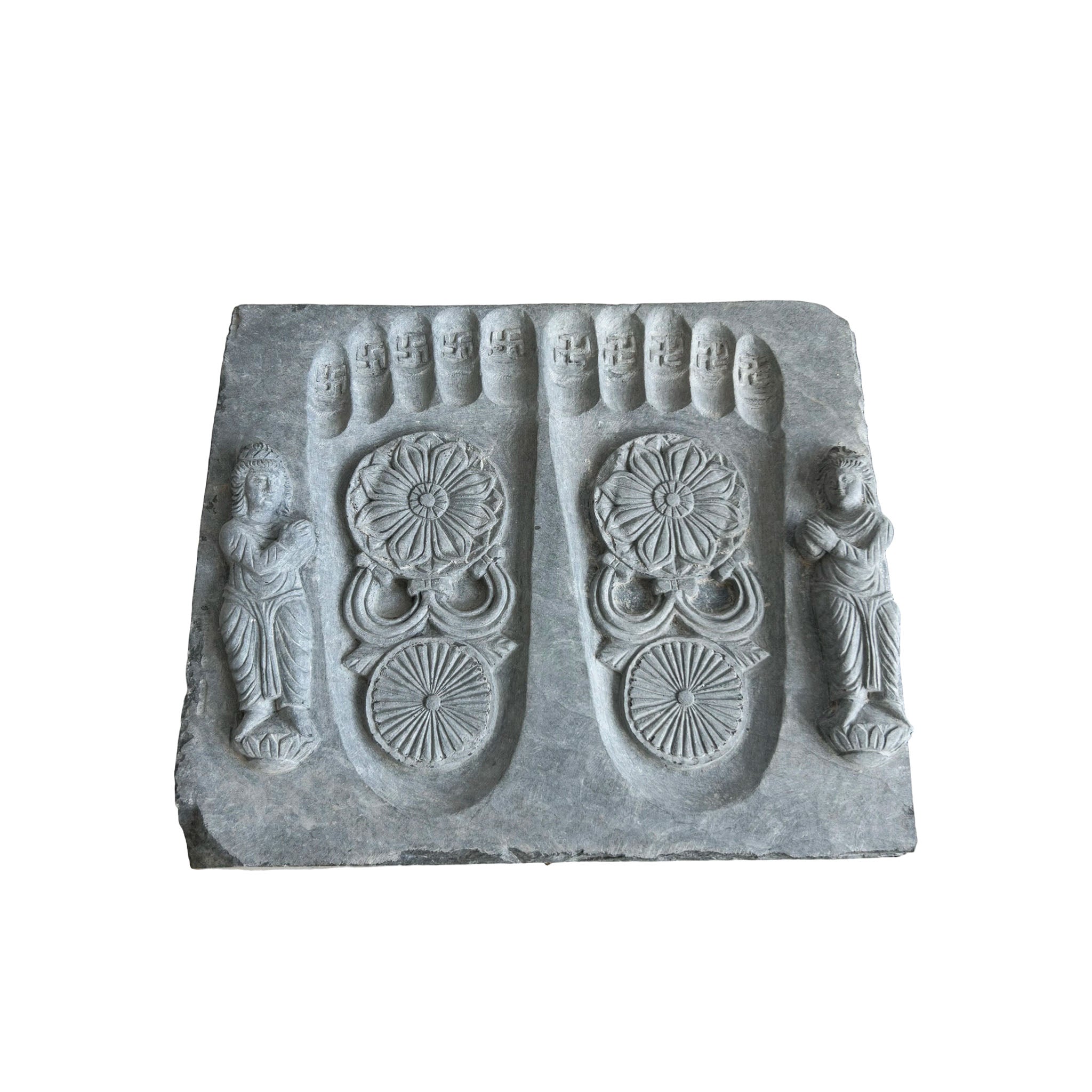Stone statue of Buddha footprint panel – Marblebee