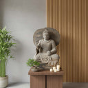 Stone statue of abhayamudra Buddha in Black Limestone