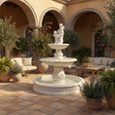 Grand Cherub Three-Tier White Marble Fountain for Luxury Gardens