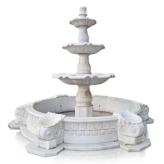 White Marble Garden With Fountain