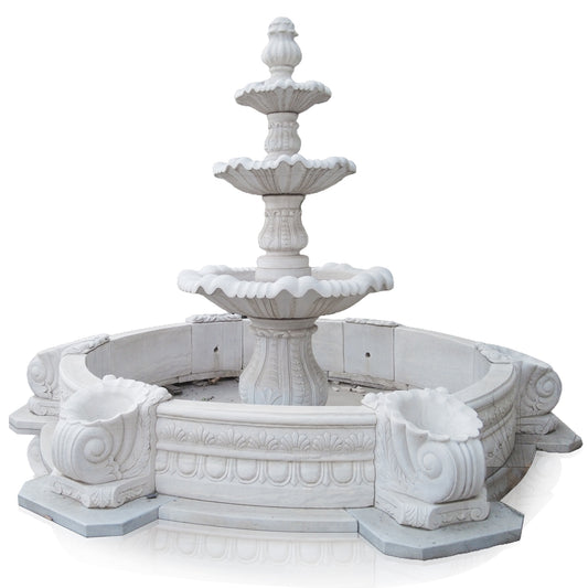 White Marble 3 Tier Water Fountain