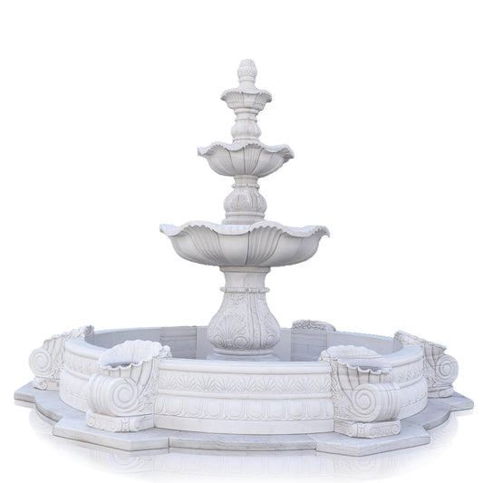 White Marble Waterfall Fountain Outdoor
