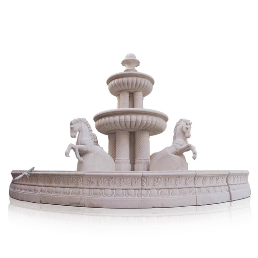White Marble Exterior Water Fountain