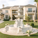 Tiered Water Fountain 138" Diameter 102" Tall- White Marble