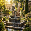 statue fountain in Red marble + White Marble + Black limestone - Image 2