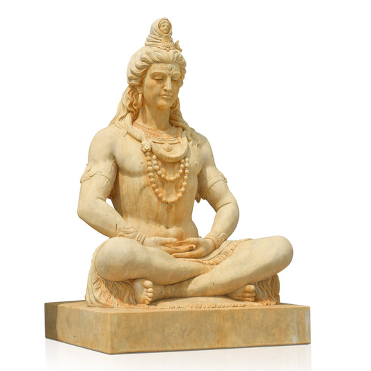 Lord Shiva White Antique Style Marble Statue