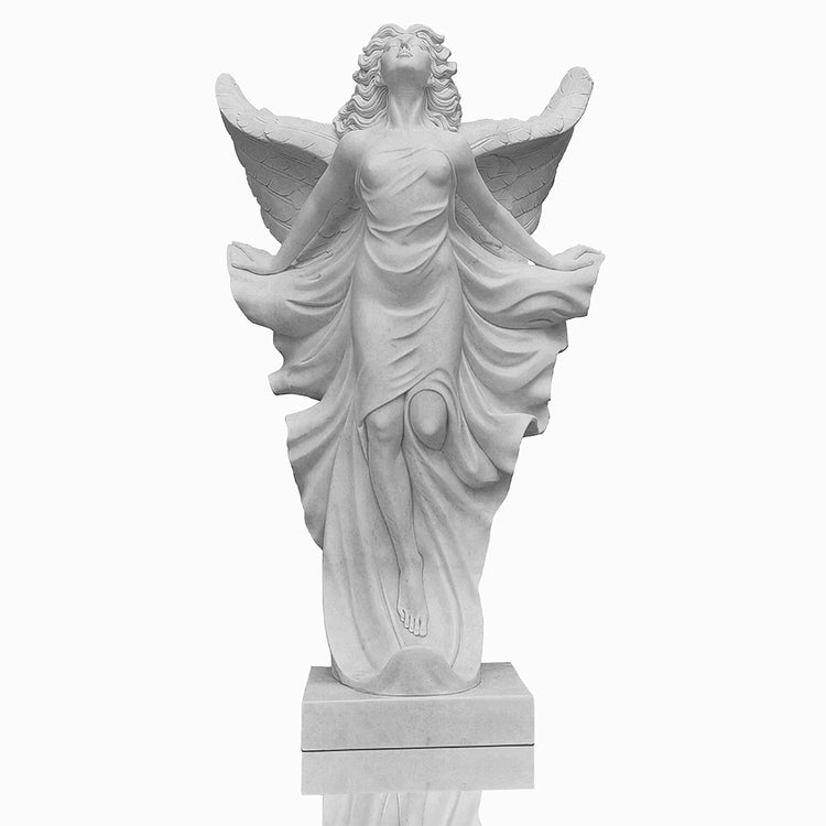 Life Size White Marble Winged Woman Fairy Sculpture Beautiful Marble Angel Statue