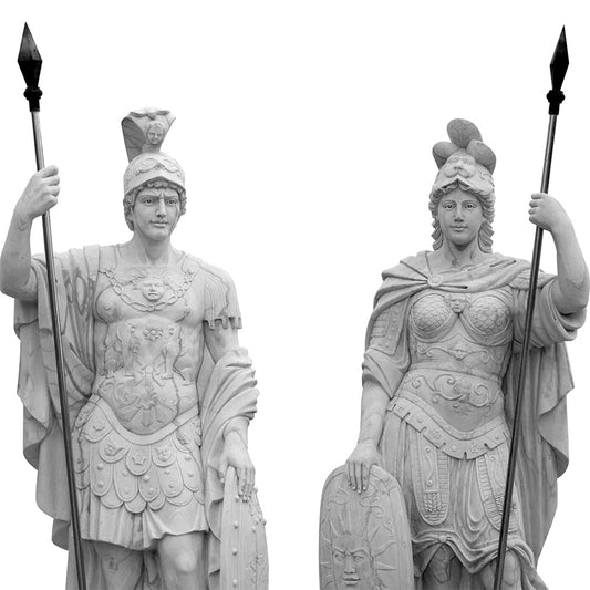 Outdoor Garden Antique Men and Female Marble Warrior Sculpture Greek Athena Statue