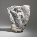 Hand-Carved Marble Relief of Mermaid