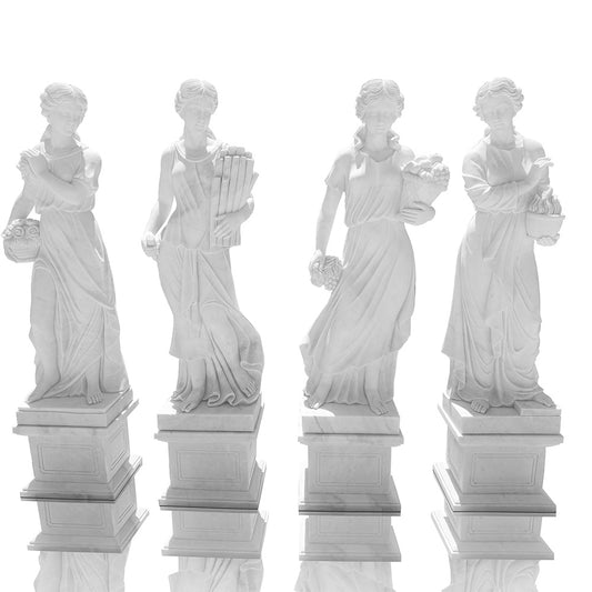 Outdoor Garden Life Size White Marble Greek Four Seasons Gods Statues Beautifully Crafted