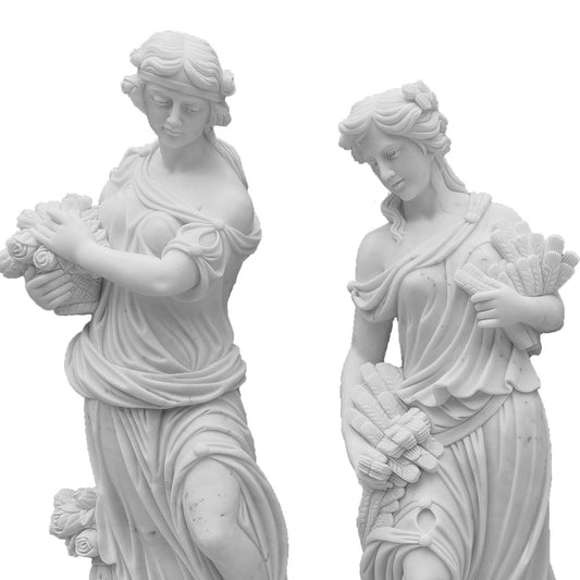 Hand Carved White Marble God and Goddess Four Seasons Woman Statue for Garden Decor