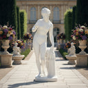 Elegant White Marble Female Sculpture
