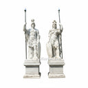 Grand Cloudline White Marble Roman Warrior Statues Pair
