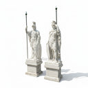 Grand Cloudline White Marble Roman Warrior Statues Pair