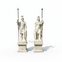 Grand Cloudline White Marble Roman Warrior Statues Pair