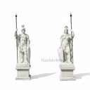 Grand Cloudline White Marble Roman Warrior Statues Pair