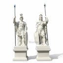 Grand Cloudline White Marble Roman Warrior Statues Pair