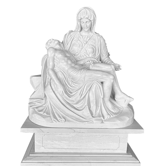 Virgin Mary Mother Jesus, White Marble Pieta Statues, Mary holding Christ statue