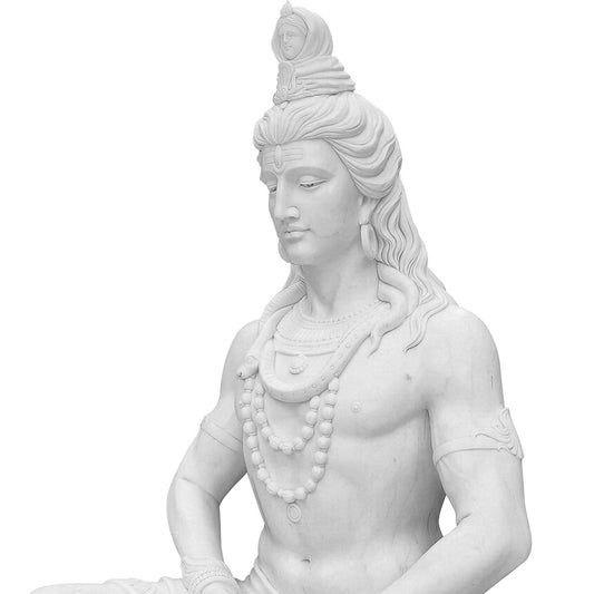 Custom Made White Marble Shiva Statue for Sale