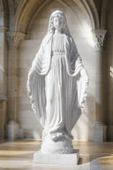 St. Mary Garden Statue – 59" Hand-Carved White Marble Sculpture