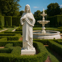 Hand-Carved White Marble Virgin Mary Statue for Garden or Church