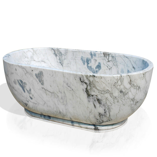 White marble bathtub oval shape for sale, now in stock and ready to transform your bathroom