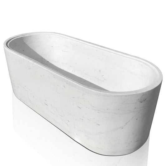 White marble bathtub freestanding in stock for sale, large oval shape perfect for two