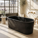 Black granite bathtub for two with a honed finish