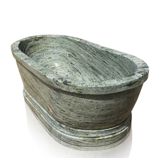 Marblebee marble freestanding bathtub green marble with rolled edge, now available at a discount